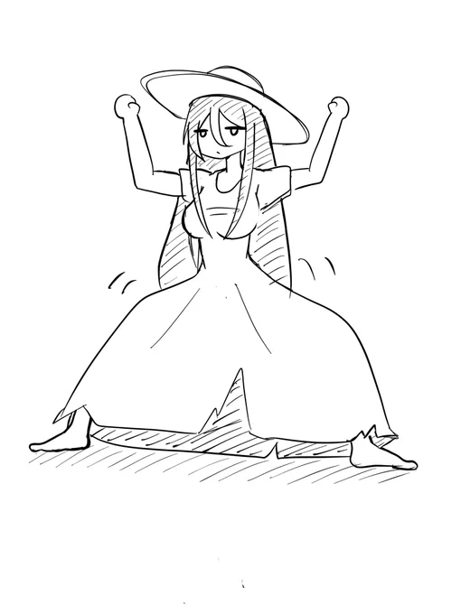 変な踊りする八尺様のラクガキ 