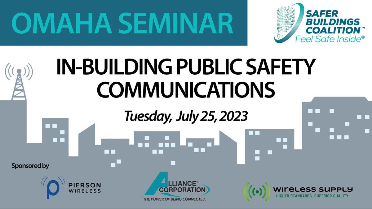 Pierson Wireless is proud to be a presenting sponsor of the <a href="/SaferBuildings/">Safer Buildings Coalition</a> In-Building #PublicSafety Communications seminar in our hometown of Omaha.  Seats are still available for this event on Tuesday, July 25.  

Register today at bit.ly/3pVYgOn 

#telecommunications