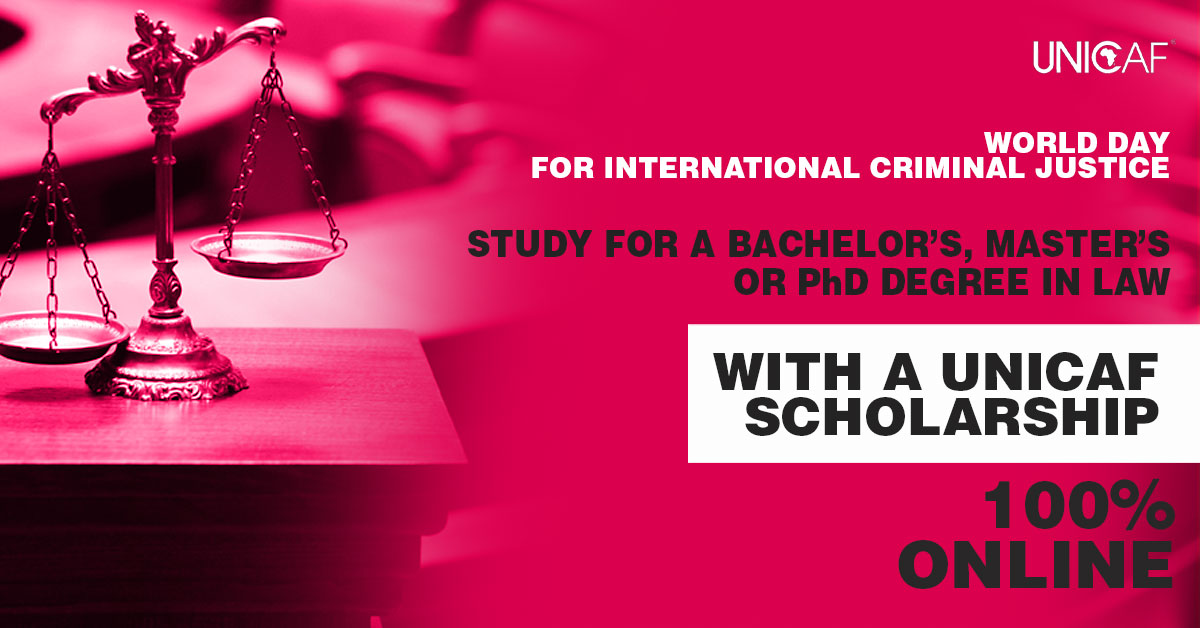 It's World Day for International Criminal Justice! Celebrate with an internationally recognised degree in Law. Apply now! 👉study.unicaf.org/3XTPXiB . . . #Unicaf #scholarships #InternationalCriminalJustice #lawdegrees