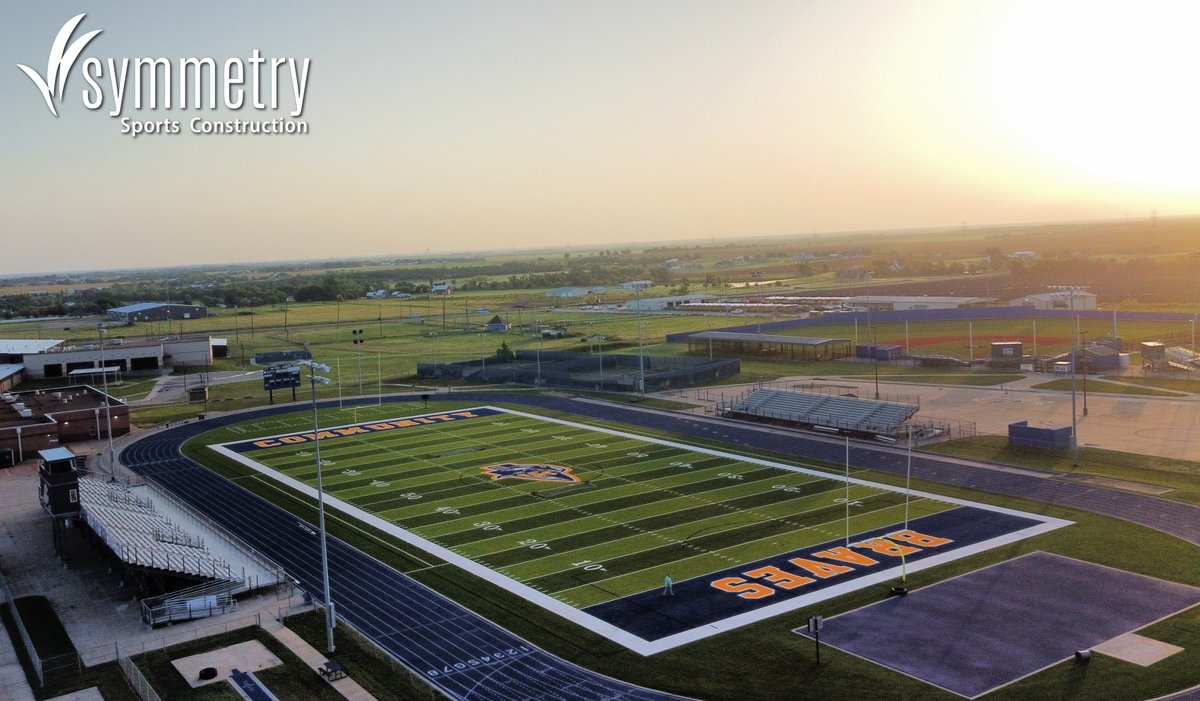 Friday nights will be a lot cooler @communityisd this fall! 🏈 The Braves selected the winning combination of @AstroTurfUSA RootZone 3D3 #syntheticturf and a @BrockUSA shock pad with cooling #BrockFill. Thank you for trusting Symmetry with your #sportsconstruction project! 😎
