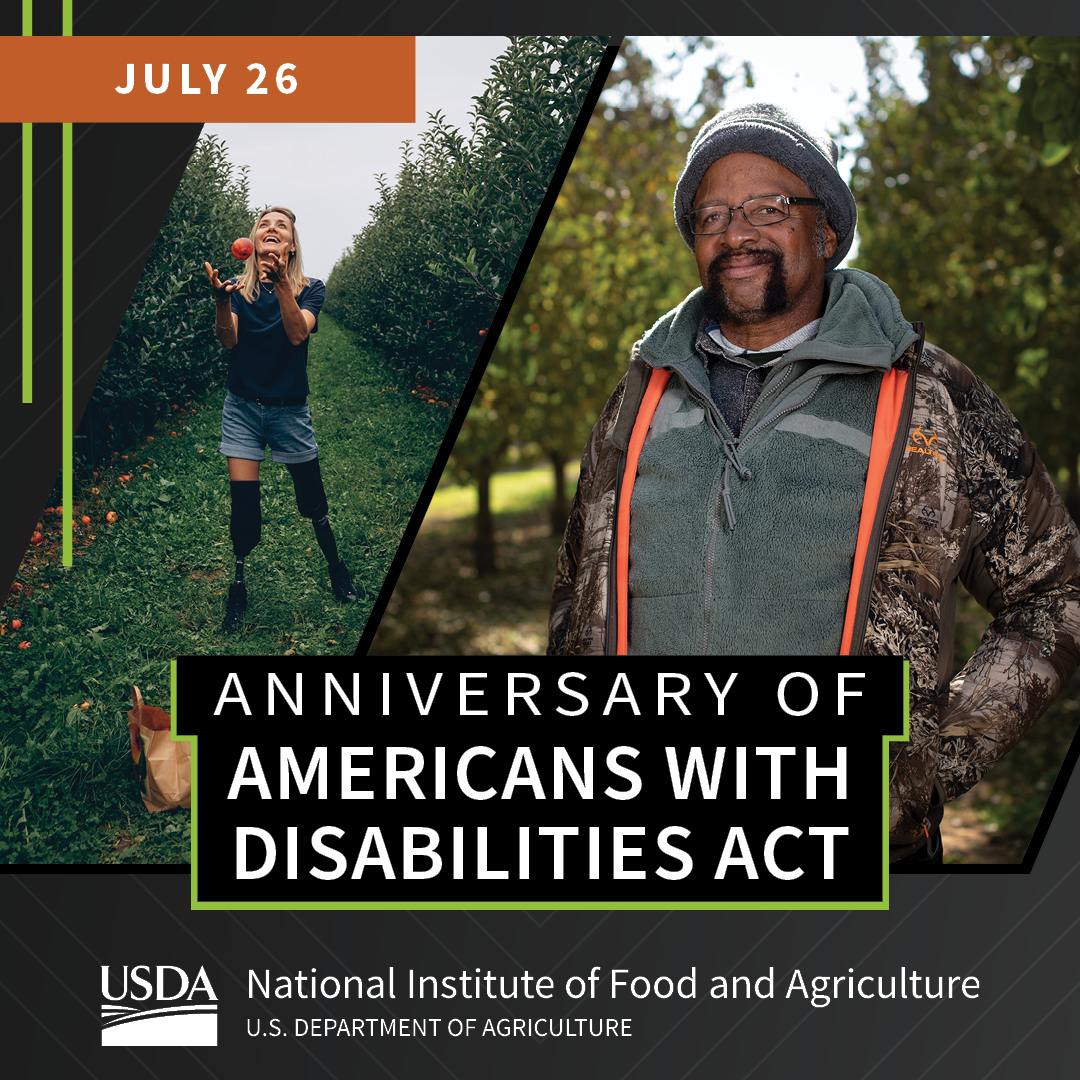 61 million adults in the U.S. live with a disability. On the Anniversary of Americans with Disabilities Act, we are committed to providing <a href="/USDA_NIFA/">NIFA</a>-funded educational resources that improve the lives of all Americans. Learn more at s.uconn.edu/Extension

<a href="/USDAScience/">USDA Science</a>
