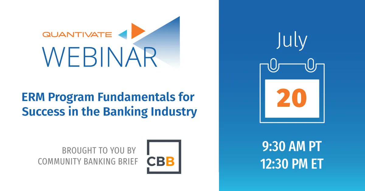 Join us on Thursday to learn the fundamentals of a successful #ERM program. Register for free via Community Banking Brief: https://t.co/zefgvoP7lL
#RiskManagement #webinar https://t.co/GOrD90vtee