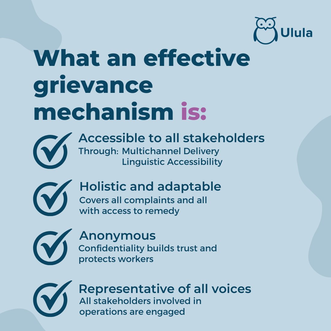 Ulula4good's tweet photo. Many companies have some sort of grievance mechanism instituted, but many fail to penetrate the core, on-the-ground practices involved in business operations. Regulators are calling for tools to be accessible to all stakeholders, not just some

Learn more: https://t.co/Mqk1JdCqFh https://t.co/gYM6bajLp7