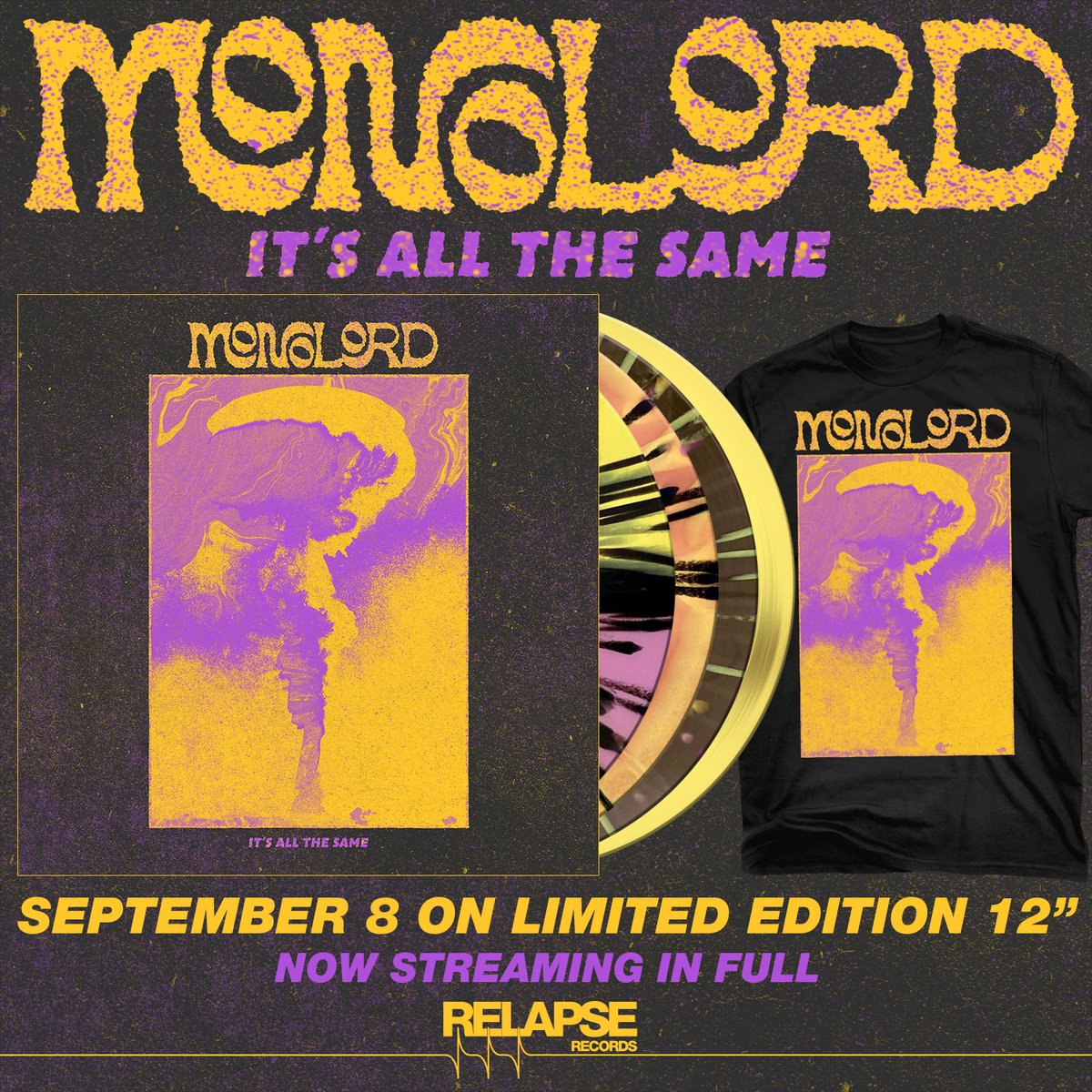 Sweden trio @MonolordSweden return with It's all the Same, the new EP featuring two devastating epics! 

Both songs are streaming now &amp; LP pre-orders are out September 8.

orcd.co/monolord-iats
