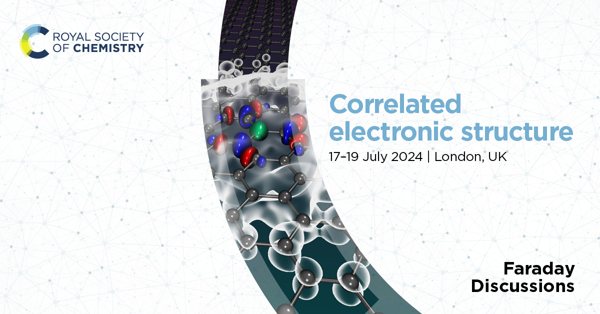 Progress in the field of #CorrelatedElectronicStructure holds the promise of widespread impact. Our <a href="/Faraday_D/">Faraday Discussions</a> #FDStructure will explore outstanding challenges &amp; the innovative methods emerging to solve them.

See all the details (and submit an abstract): rsc.li/structure-fd20…