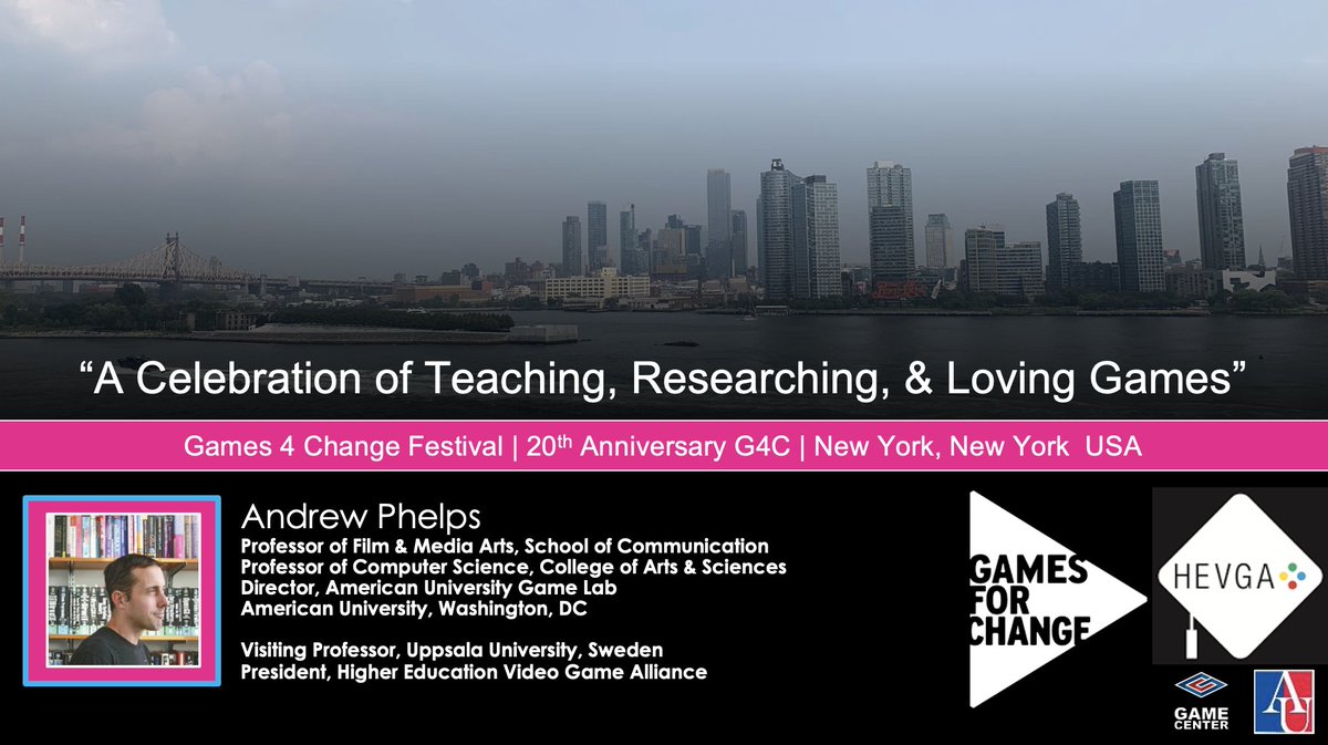 Andy Phelps (@andymphelps) on Twitter photo Come see me Wednesday, July 19 at <a href="/G4C/">Games for Change</a> in #NYC giving an interactive talk entitled "A Celebration of Teaching, Researching, & Loving Games" in concert with the 20th anniversary of the festival! <a href="/theHEVGA/">HEVGA</a> <a href="/theESA/">Entertainment Software Association</a> @AUCollege <a href="/AU_SOC/">AU SOC</a> @AUGameCenter #g4c #G4C2023 Come see me Wednesday, July 19 at <a href="/G4C/">Games for Change</a> in #NYC giving an interactive talk entitled "A Celebration of Teaching, Researching, & Loving Games" in concert with the 20th anniversary of the festival! <a href="/theHEVGA/">HEVGA</a> <a href="/theESA/">Entertainment Software Association</a> @AUCollege <a href="/AU_SOC/">AU SOC</a> @AUGameCenter #g4c #G4C2023