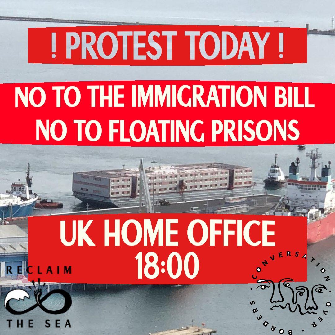 URGENT PROTEST - TODAY @ 6pm - UK HOME OFFICE, SW1P 4DF. 

No to the immigration bill. 

No to floating prisons. 

Let's show the government that the UK welcomes refugees and stands with migrants. 

#protest #breakingnews #immigrationbill #refugeeswelcome #nofloatingprisons