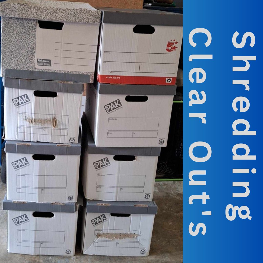 Having a clear out at your home/office?
We can help save you time &amp; stress!
By bringing your shredding to us/arranging a collection, we will do all the shredding for you on our industrial shredder, giving you peace of mind &amp; a secure &amp; environmentally-friendly shredding solution.