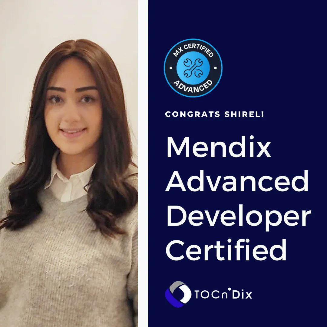 TOCnDix's tweet image. Congratulations to @Shirel Mayer on earning the @Mendix Advanced Developer Certification! 🌟

Your dedication and expertise are truly impressive, and we&apos;re thrilled to have you as part of our team at TOCnDix.

#Mendix #AdvancedDeveloper #Certification #GoMakeIT #LowCode #TOCnDix