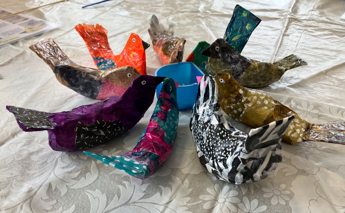 Learning4thAge's tweet photo. Getting creatively lost during a “workshop for wellbeing” earlier - one of our activity coordinators’ network meetings. We explored an alternative way of doing papier-mâché &amp; took away plenty of options to be shared with care home residents later on too. https://t.co/e53Ye23LLT