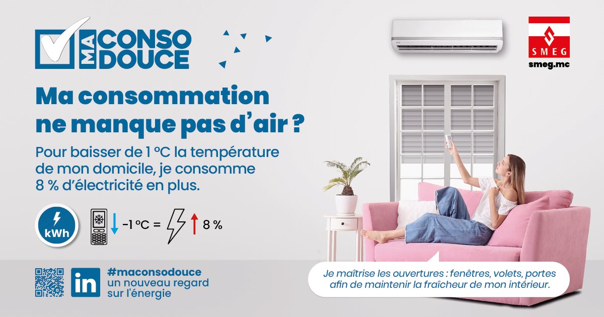SMEGmonaco's tweet photo. MA CONSOMMATION NE MANQUE PAS D'AIR ?

Je maîtrise les ouvertures : fenêtres, volets, portes afin de maintenir la fraîcheur de mon intérieur.
#maconsodouce #climatisation #laboutiquebySMEG #economieenergie #conseils 
Votre profil énergétique sur : https://t.co/cQfhldEosp https://t.co/emzLXUNmcG