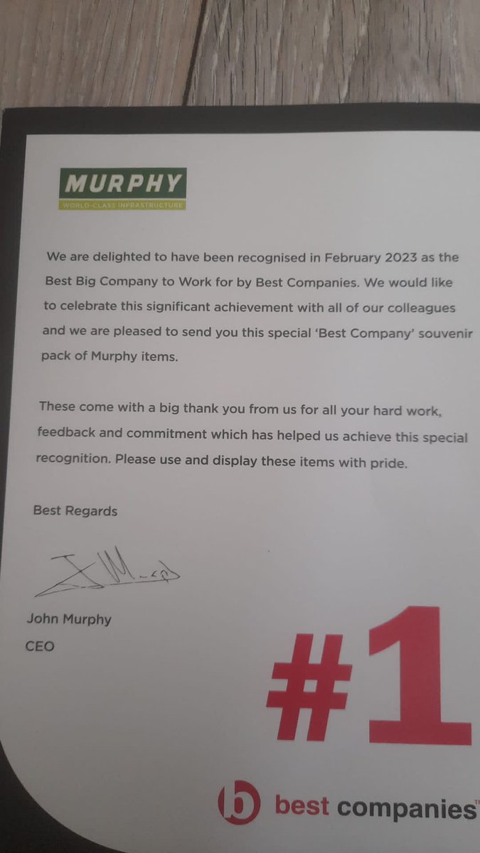themurphy4_'s tweet photo. When @bestcompanies gave @jmurphyandsons an award for being the Best Company to Work For, did they take into account their dismissal of #Murphy4 workers in Limerick?

There will be no hiding place for anyone or any comapny who engages with Murphy until they #ReinstateTheMurphy4 https://t.co/C8ghCCSk4K