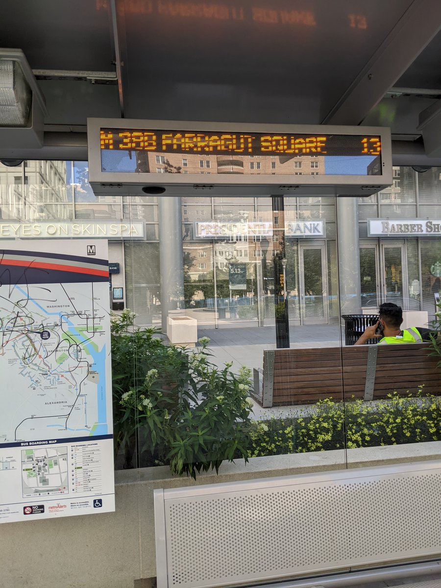 SukiBot's tweet photo. @unsuckdcmetro Can't rely on BUSETA for 38B since covid.  Pics taken 7/18 10:18am. At Ballston stop, no bus there, sign says it's coming in 13 min.  Meanwhile, BUSETA says next bus east coming in 41 min (should be every 15 mins),  but BUSETA says one already at Ballston.  I drive https://t.co/kuzqc9hhwM