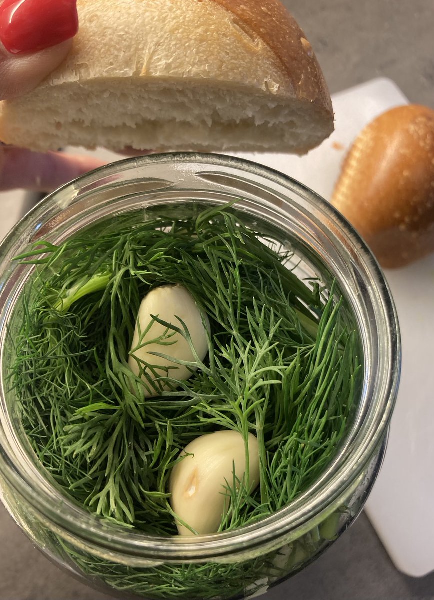 KrisBlackRose's tweet photo. Preparing my #Nostrano #cucumber pickles, #fermentation with #bread, in boiled salty water, #garlic and #dill. Now the #sun on my balcony has to do his job! https://t.co/YH2hGJULk0