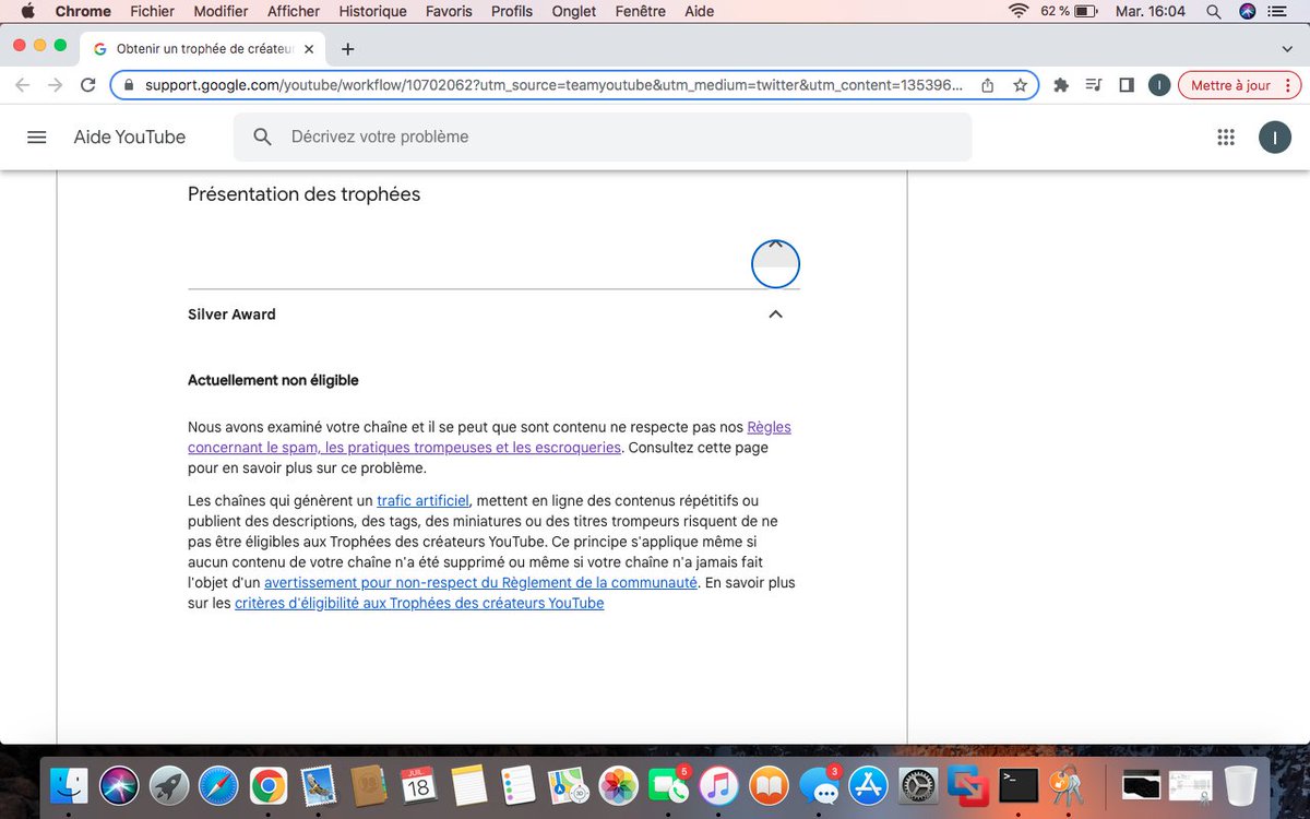 JEFOLLOWBACKERS's tweet photo. @TeamYouTube J'ai voulu faire une demande de trophée youtube dès 100k mais je recois le message qui est en pièce jointe 

es-ce définitif ?
comment y remedier merci d'avance 
Chaine : https://t.co/C5BKSjxcVO https://t.co/4GtU8D3LLI