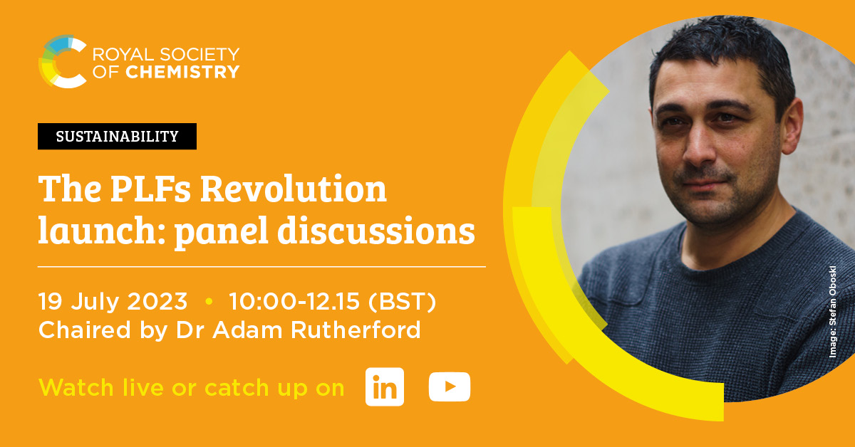 Royal Society of Chemistry (@roysocchem) on Twitter photo Join the #PLFsRevolution! <a href="/AdamRutherford/">Dr Adam Rutherford</a> will chair two talks as we celebrate the launch of The PLFs Revolution: Our 2040 roadmap for sustainable polymers in liquid formulations.
Watch our event live on our LinkedIn and YouTube channels tomorrow from 10am UK time. Join the #PLFsRevolution! <a href="/AdamRutherford/">Dr Adam Rutherford</a> will chair two talks as we celebrate the launch of The PLFs Revolution: Our 2040 roadmap for sustainable polymers in liquid formulations.
Watch our event live on our LinkedIn and YouTube channels tomorrow from 10am UK time.
