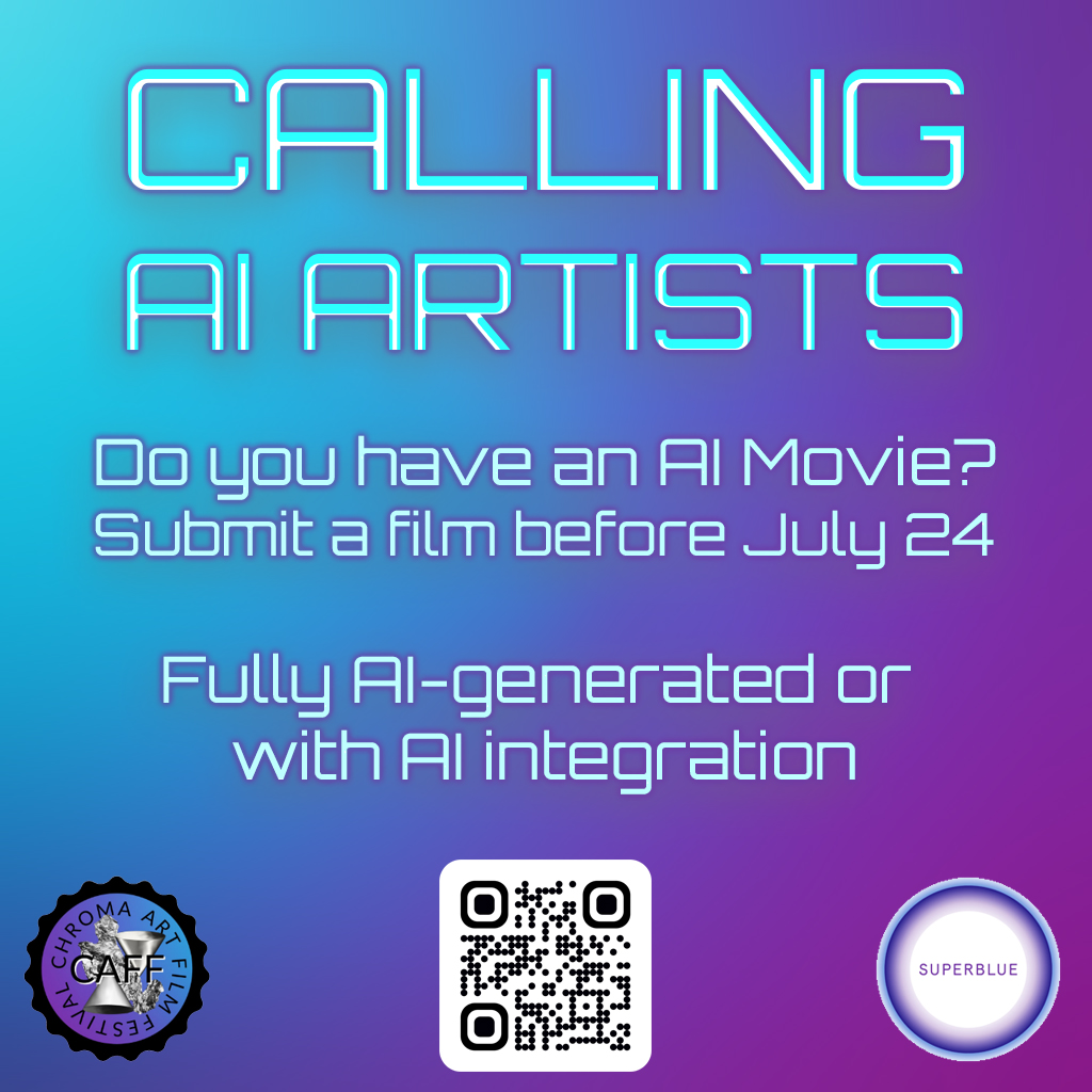 CALLING AI ARTISTS/FILMMAKERS

Do you have an AI Movie? It can be exhibited in Miami at <a href="/SuperblueArt/">Superblue</a> 

Submit before July 24!

Very excited to be part of the AI committee with <a href="/moisesnotfound/">Moises Sanabria</a> 

All AI movies will be part of <a href="/AI24live/">Artificial Intelligence Livestream</a> stream for a short period of time!