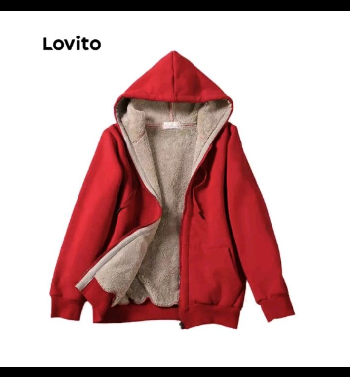 Lovito Jaqueta Casual Solta de Mangas Longas com Forro de Pele e Zíper para Mulheres LNA06174 (Preto) com 40% de desconto! Somente R$65,99.  shope.ee/4KpgGKfiMH