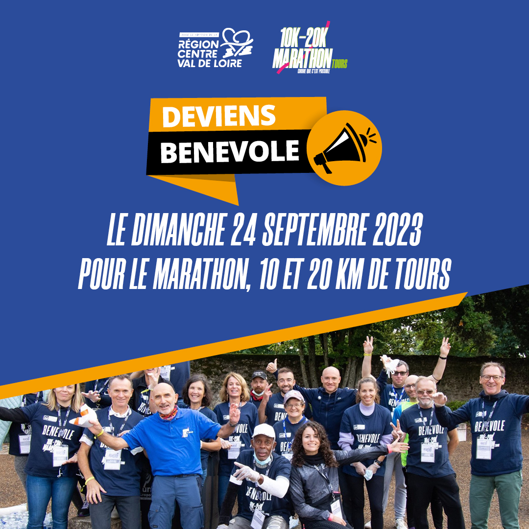 #Sport 👟
🗓️ Le <a href="/Marathon_Tours/">Marathon, 10 et 20 km de Tours</a> revient le 24 septembre prochain ! 🏃‍♀️

📍 Vous habitez Quartier Deux-Lions, Bergeonnerie, les Fontaines, Rives du Cher, Febvotte Marat, Sanitas-Rotondes et êtes disponible de 7h à 12h ? Rejoignez l'équipe de bénévoles ↙️
rcvl.fr/MT23-ben