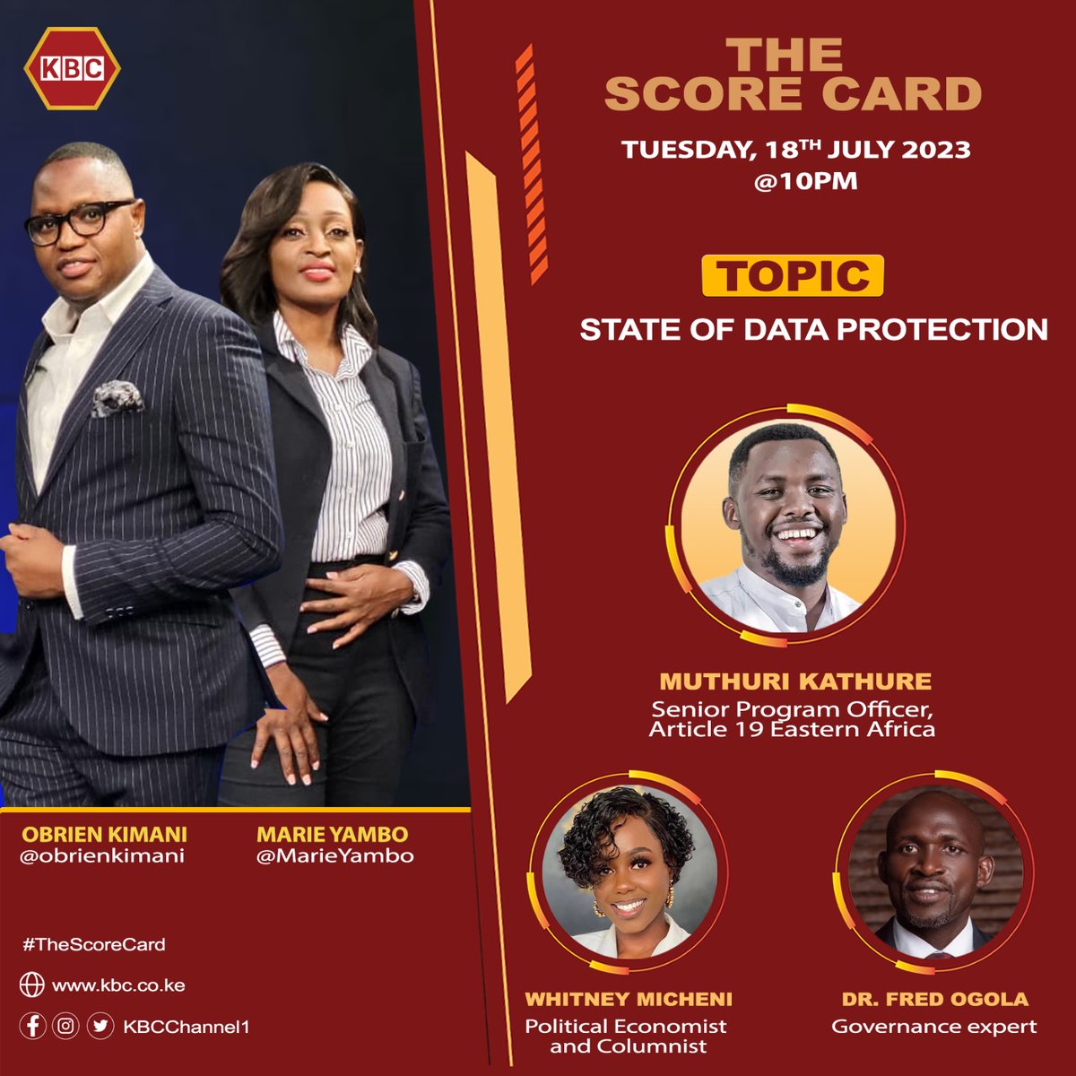 MuthuriKathure's tweet photo. Excited to join an expert panel on @KBCChannel1 tonight. Tune in as we discuss the critical topic of data protection and its significance in today's digital age. Let's explore the challenges, best practices and strategies in safeguarding our data. #DateProtection
#PrivacyMatters https://t.co/L8aJdZYEHZ
