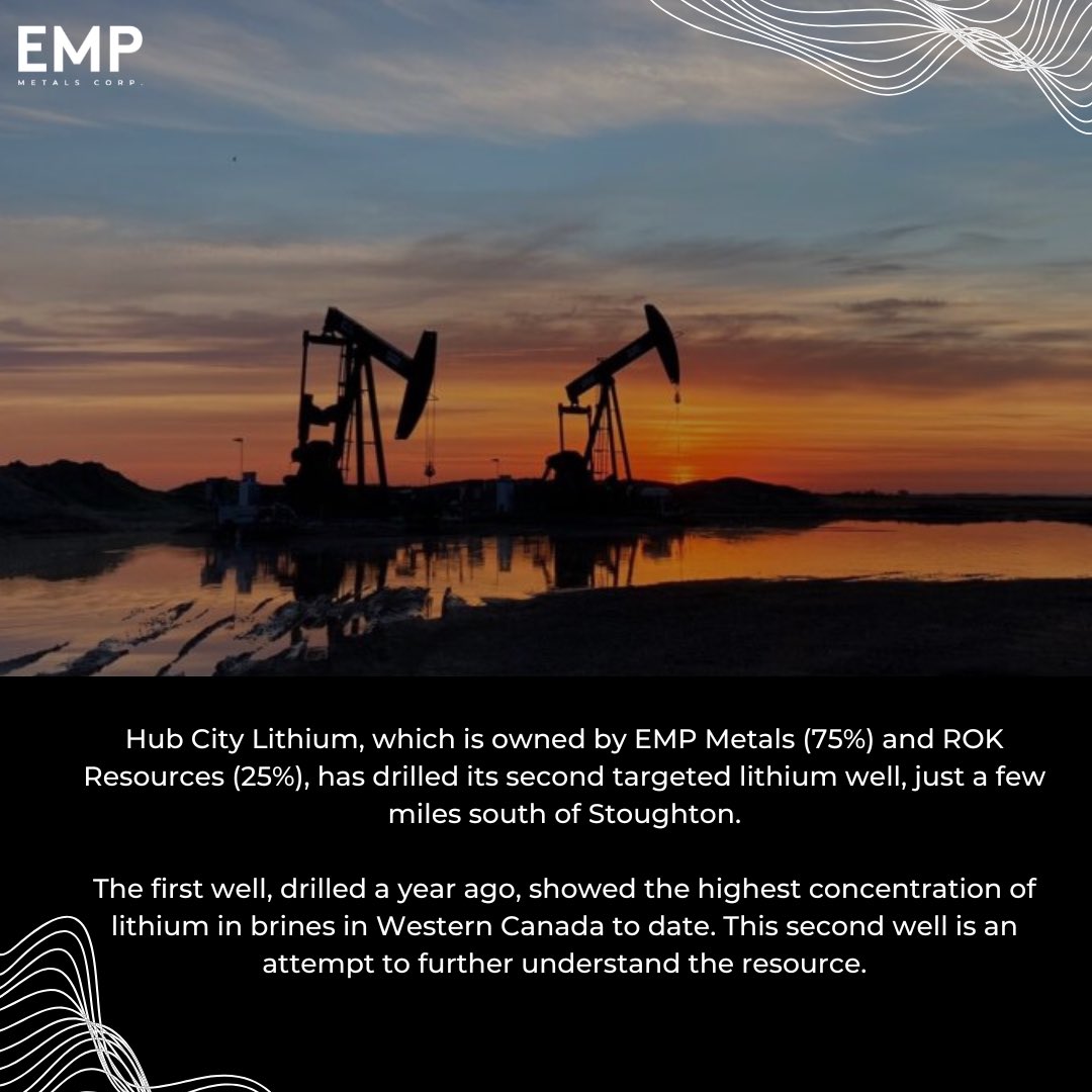 EMP_MetalsCorp's tweet photo. EMP Metals drills second targeted well in Viewfield area, near Stoughton 🙌🏽🔋⚡️⚒️
https://t.co/k4jUIHYdA4 $EMPS.C $EMPPF #Mining #DLE #CriticalMinerals #Electric #ESG #Lithium #LithiumIon #LithiumBatteries #Saskatchewan #Canada #CanadianLithium #Electric #Electrification https://t.co/NT2G6Kkomu