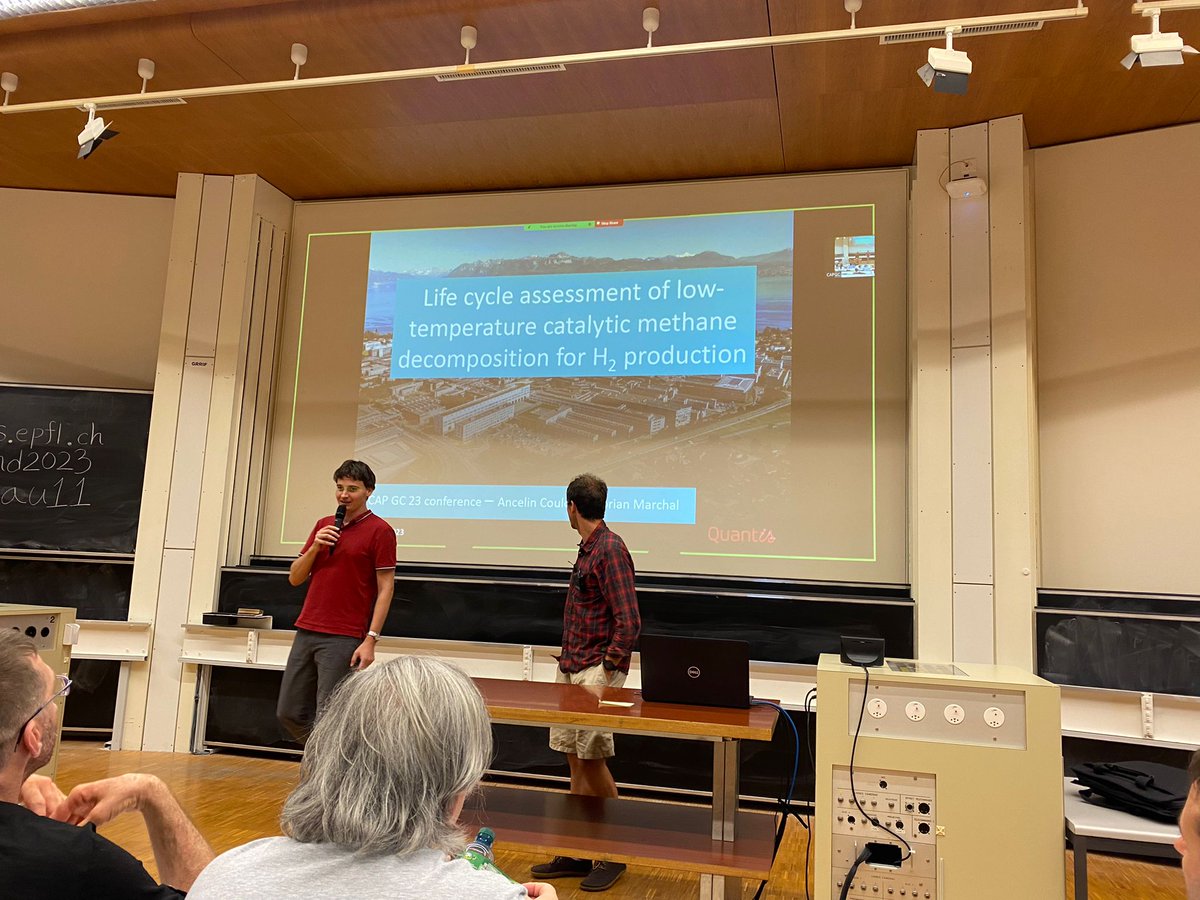 Closing the first part of the session were Ancelin Coulon and Dorian Marchal, from <a href="/Quantis_intl/">Quantis</a>, presenting their work in the framework of @112CO2EU entitled "Life Cycle Assessment of low temperature methane decomposition".
#CAPGC2023 #112CO2 #SUN2CHEM #methanedecomposition