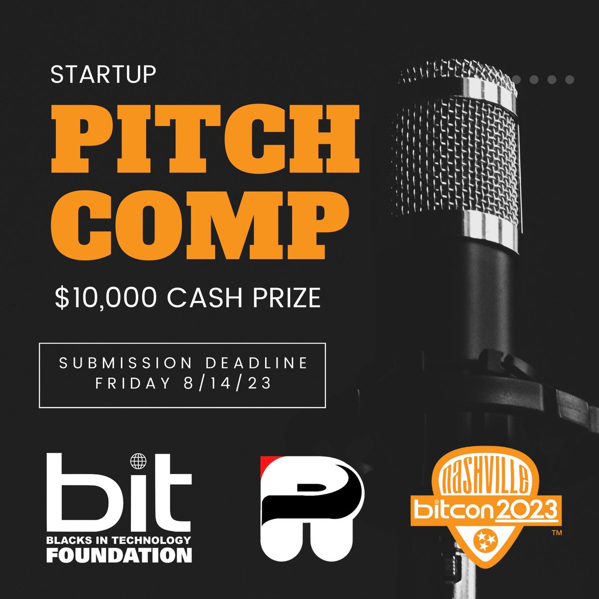 BITCON 2023 pitch competition:⁠
- Black founders⁠
- Less than 2 years⁠ operating
- Less than 10 employees⁠
- Tech focused⁠
- $10,000 cash
- Travel and hotel to Nashville 9/5-7⁠
- App. deadline 8/14

roadpitch.co/bitcon
⁠
#blacksintech #blacktechtwitter #bitcon2023⁠