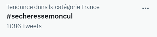 azilizlecorre's tweet photo. Le mot-dièse #secheressemoncul, s'il est d'une rare élégance, est aussi très inquiétant. Il démontre que le consensus de la communauté scientifique sur la question climatique est remis en cause pas une partie grandissante de l'opinion publique. 1/8 https://t.co/mf2kbQFvtQ