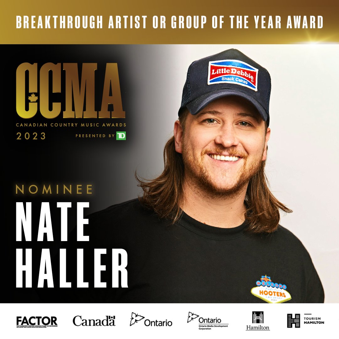 RT to vote for @imthehaller for the 2023 CCMA Breakthrough Artist or Group of the Year Award 🌟 #CCMAVoteBreakthroughNateHaller #CCMAAwards