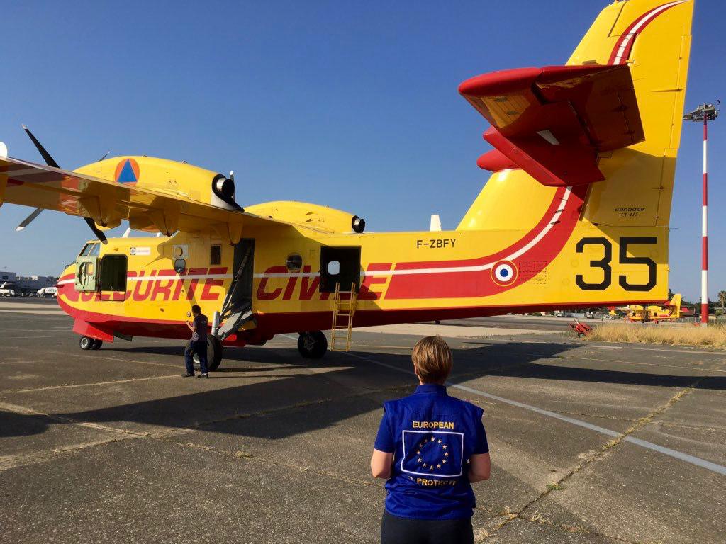 🇫🇷🤝🇬🇷 La France envoie 2 #Canadairs CL415, un #Beech ainsi que 18 personnels en renfort pour la #Grèce après sa demande d'activation du mécanisme européen #RescEU.

🇮🇹🇷🇴 En plus de la France, l'#Italie envoie 2 autres #Canadairs et la #Roumanie envoie des renforts terrestres.