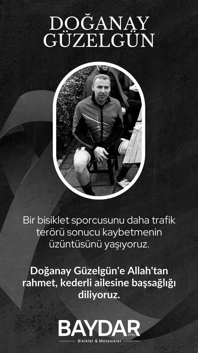 Bir bisiklet sporcusunu daha trafik terörü sonucu kaybetmenin üzüntüsünü yaşıyoruz. #doğanaygüzelgün #bisikletimeçarparsanölürüm