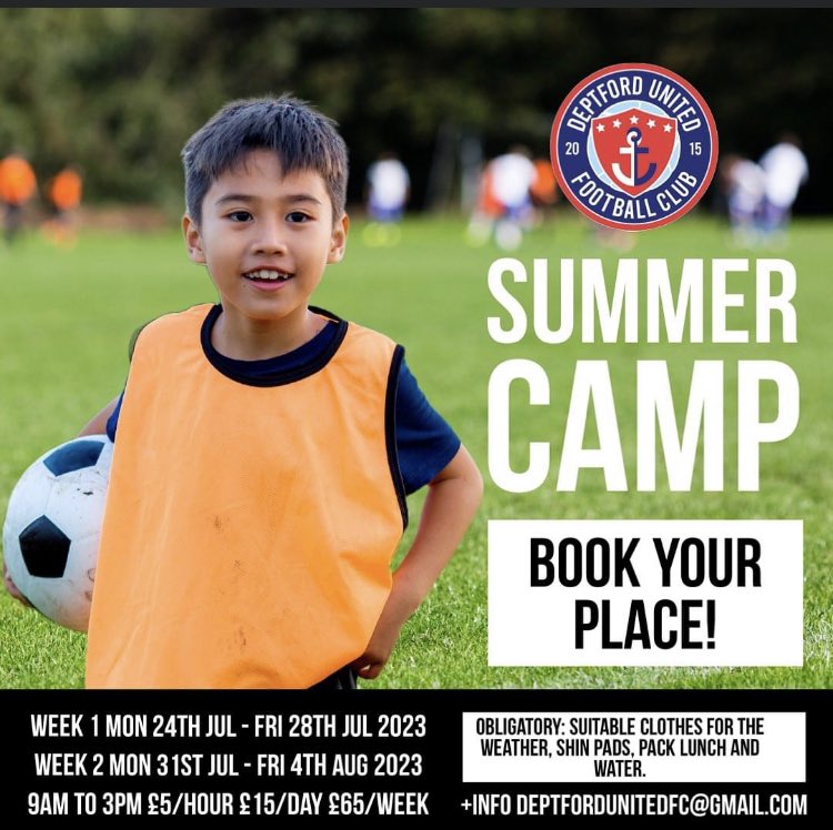 #hurryup and #bookyourplace for our next #summercamp #loadsoffun and #footballgames are waiting for you next week at deptford park!!! Write us at deptfordunitedfc@gmail.com