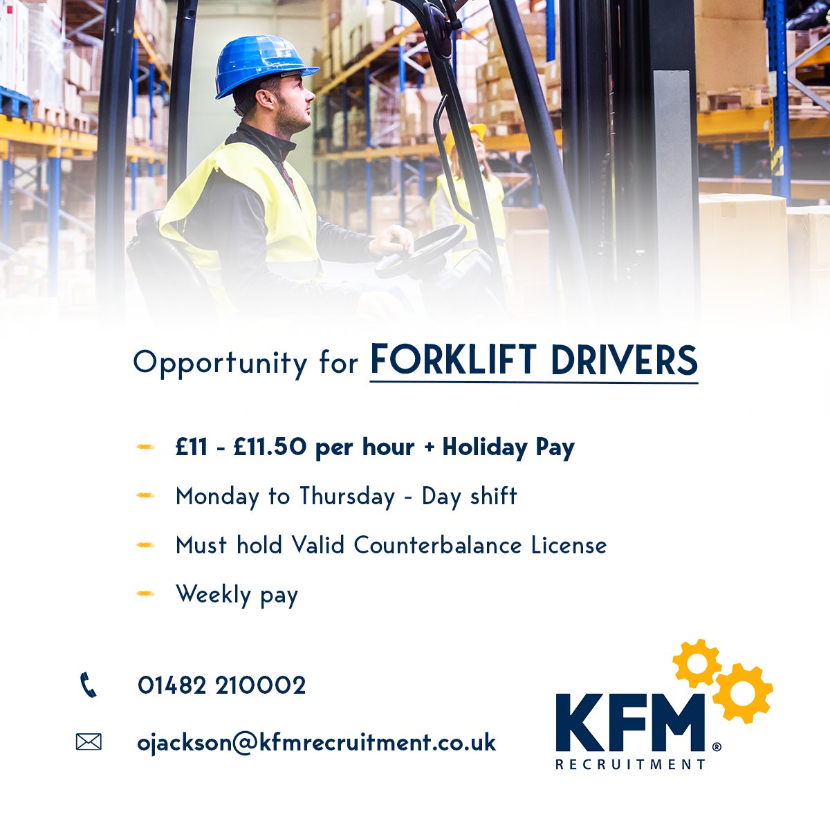 KFMRECRUITMENT's tweet image. New opportunity for Forklift Drivers - call our team on 01482 210002. #forkliftdriver #forkliftjob #hulljobs #careers #hiring