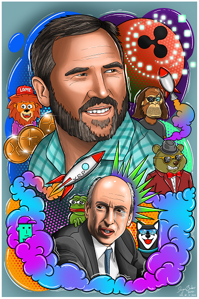 First Ledger Degen Analystπ»ππ§βπ (@xrpdegens) on Twitter photo #SEC v #Ripple
This piece was illustrated by <a href="/theartofdayne/">DAYNE.XRP | DIGITAL ARTIST π¨</a> in Nov-2021 & features <a href="/bgarlinghouse/">Brad Garlinghouse</a> (Ripple CEO), <a href="/GaryGensler/">Gary Gensler</a> (SEC CM) & popular XRPL NFT projects.
It has now been minted on the #XRPL following the Summary Judgement which concluded that $XRP is not a security! #SEC v #Ripple
This piece was illustrated by <a href="/theartofdayne/">DAYNE.XRP | DIGITAL ARTIST π¨</a> in Nov-2021 & features <a href="/bgarlinghouse/">Brad Garlinghouse</a> (Ripple CEO), <a href="/GaryGensler/">Gary Gensler</a> (SEC CM) & popular XRPL NFT projects.
It has now been minted on the #XRPL following the Summary Judgement which concluded that $XRP is not a security!