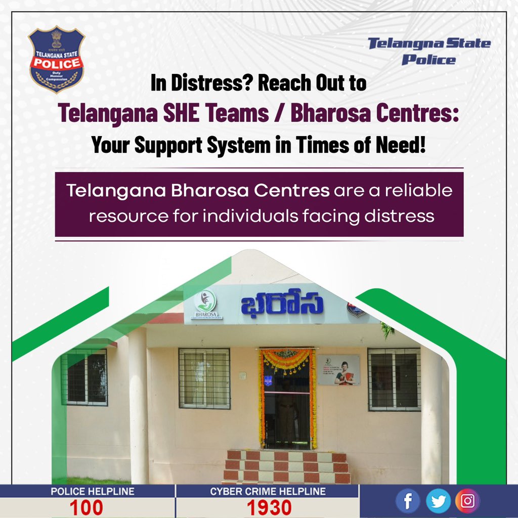 @siddipetcp @cpsiddipet 
@sdptsheteam @Collector_SDPT 
Encourage the victims to seek help and support by calling or visiting the SHE teams or Bharosa Centres.

Dial 100/181

#WomenSafety #SafeandSecure #SHETeams #TelanganaPolice

@TelanganaDGP
 
@ts_womensafety

@Shikhagoel_IPS