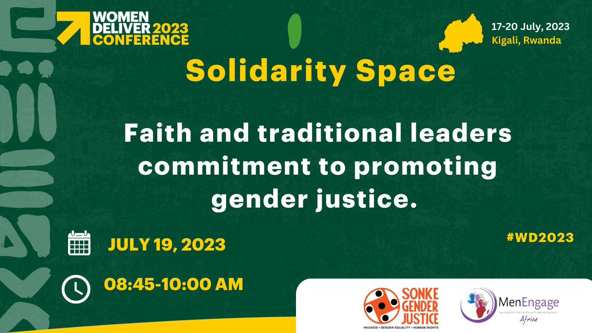 Join our partners @SonkeTogether and @MenEngage for the wonderful side event on faith and traditional leaders commitment to promoting gender justice , at #WD2023 tomorrow