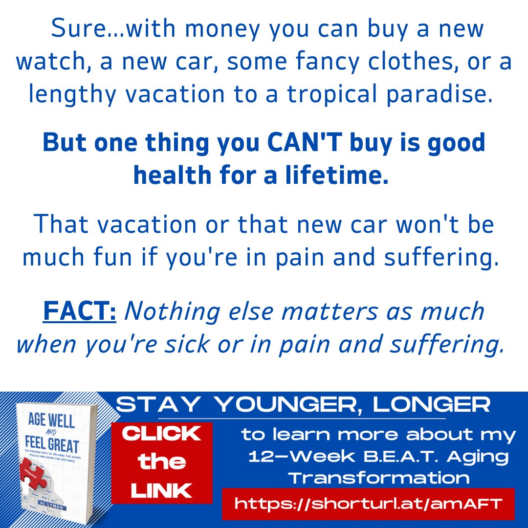 _coach_al's tweet photo. I can show you how to create good health for a lifetime. It's worth it. You're worth it. Don't wait.
#aginggracefully #aging #lifespan #healthspan #longevity #agewellfeelgreatbook #agingpuzzle #sarcopenia #intentionalaging #consciousaging #speaker #speakinglife #healthcoach #healthcoaching #healthandwellnesscoaching #selfpublished #nonfiction #writer #authorpreneur #movementquality #nevergiveup