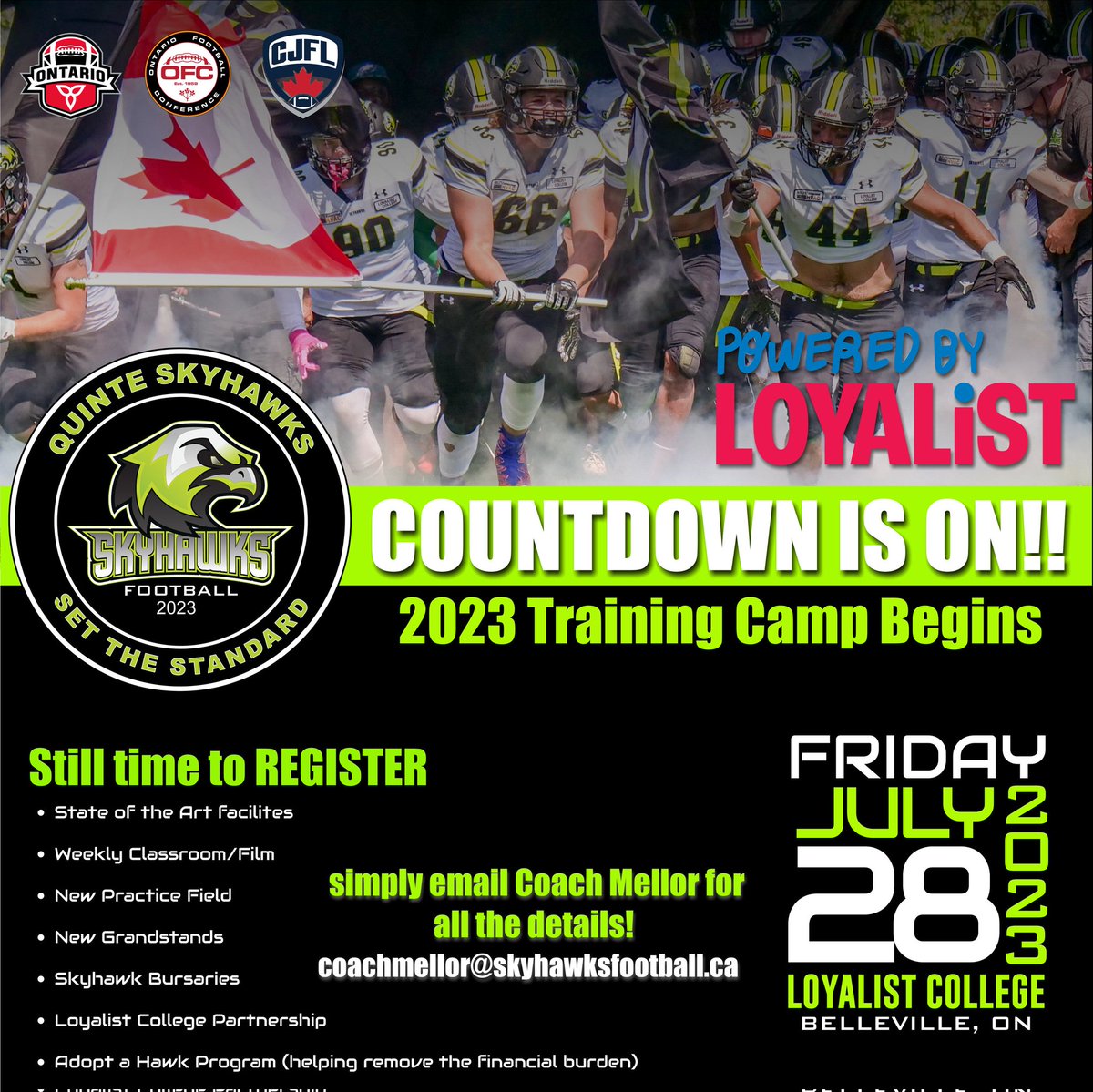 Countdown is on! DM Coach <a href="/SeanMellor14/">Sean Mellor</a> for all the details! #wewantyou <a href="/CJFLnews/">CJFL News</a> <a href="/TheOFCFootball/">The Ontario Football Conference</a>