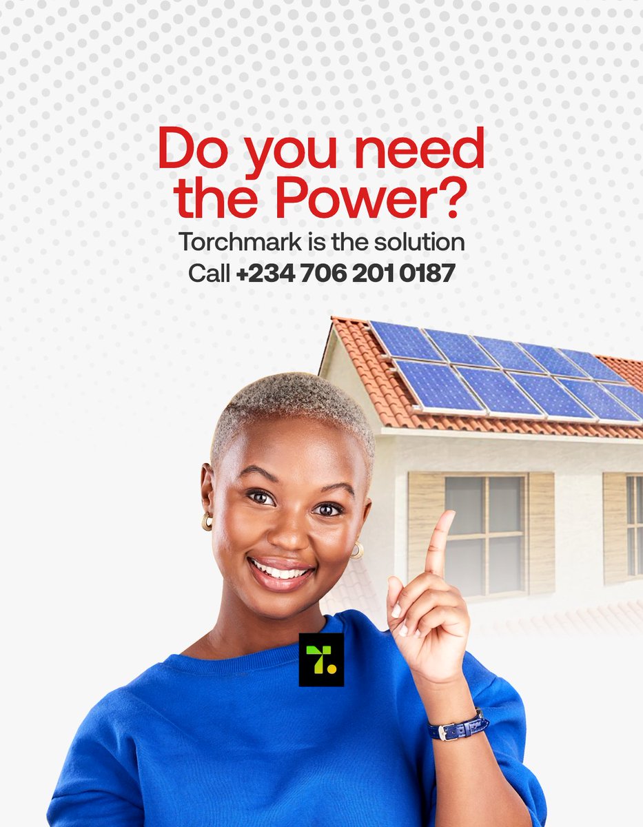 thetorchmarkgrp's tweet photo. We've got an array of renewable energy solutions to give you constant power.
Call +2347062010187 or send us an email at
info@thetorchmarkgroup.com to get started.
#torchmark #renewableenergy #solarsolutions #Abujatwittercommunity https://t.co/aZTDRcasuo