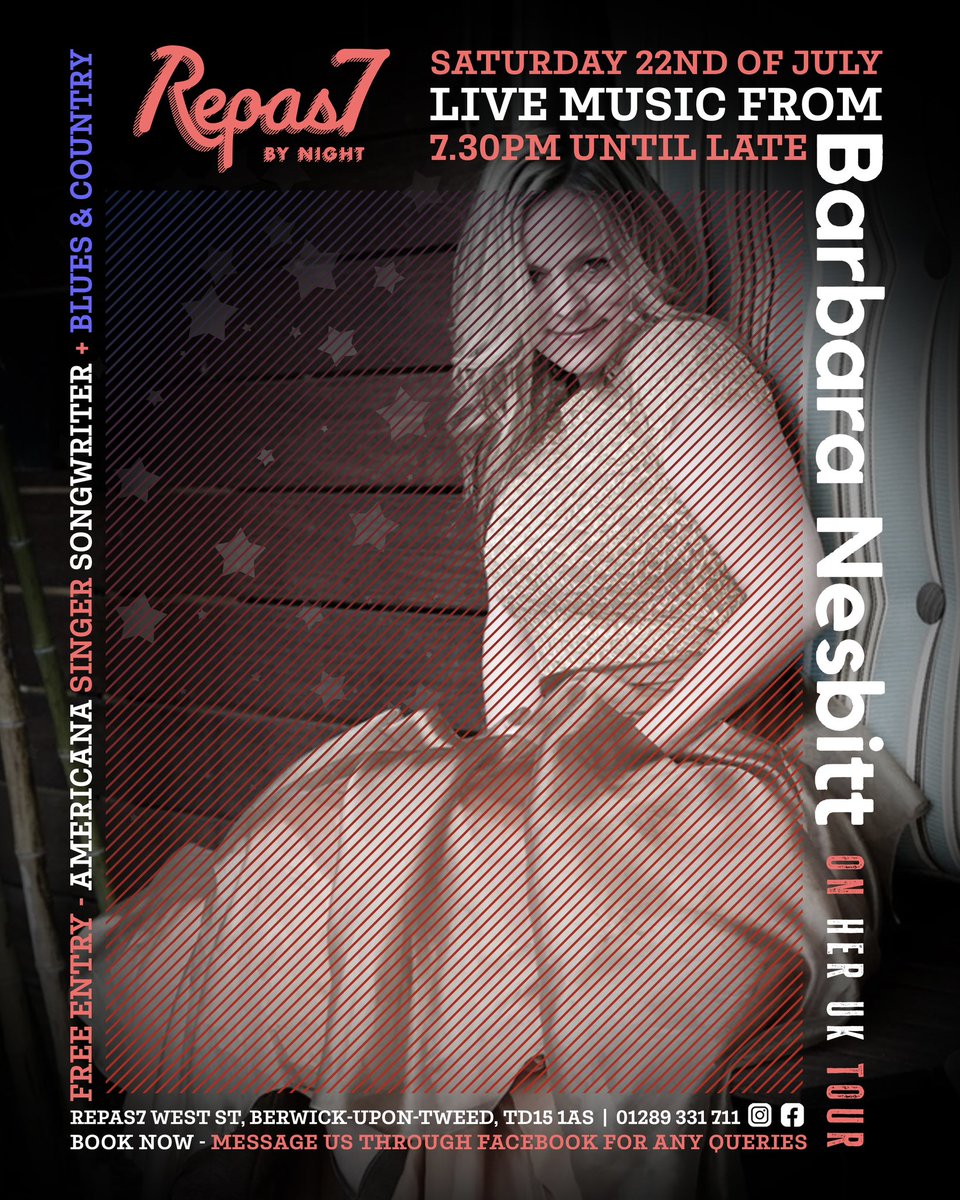 Repas7N's tweet photo. 🎶 This Saturday we have the fantastic Barbara Nesbitt who’s on her UK tour! 5 Best Female Singer, the top 3 Best Songwriter and top 3 guitar players in the Austin Music Awards. Barbara has sung with country legends Willie Nelson and Bob Weir. 

Open from 5PM for 🍕 🍹 🍸 🍻 🍷 https://t.co/0zTrR31Er7