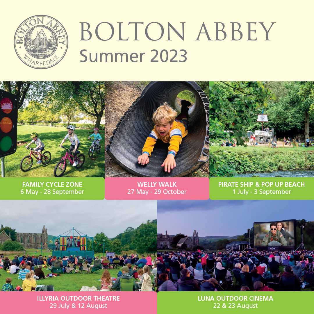 The summer holidays are almost here! If you’re looking for some fun-filled days out, we have plenty happening over the next few weeks. The Welly Walk, Family Cycle Zone and Pirate Ship will be in situ for the holidays as well as outdoor theatre and cinema boltonabbey.com/whats-on/