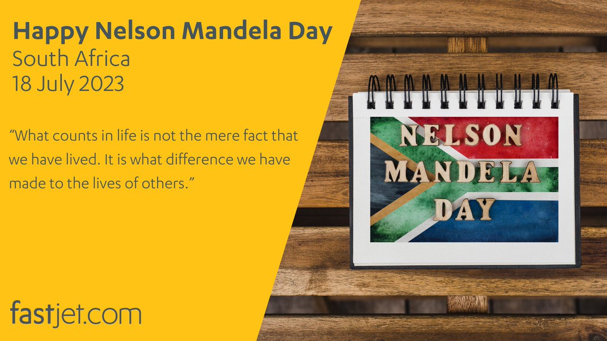 Happy Nelson Mandela Day.
#MandelaDay
#MandelaDay2023
#ItIsInYourHands
#MakingADifference
#fastjet
#Airlines
#Johannesburg
#NelspruitKrugerMpumalanga
#SouthAfrica