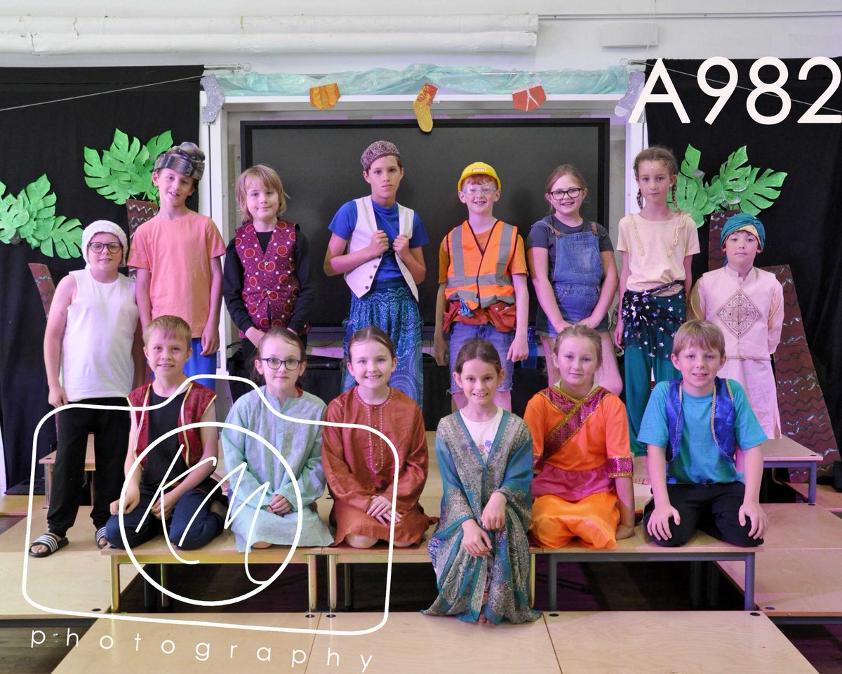 A sneaky peek at our play...So proud of this talented group of children - from  Y3 to Y6, every child has a part to play in the performance.  They have been at every stage: prop making, set designing, line learning, song singing, costume creating, programme producing. #empower