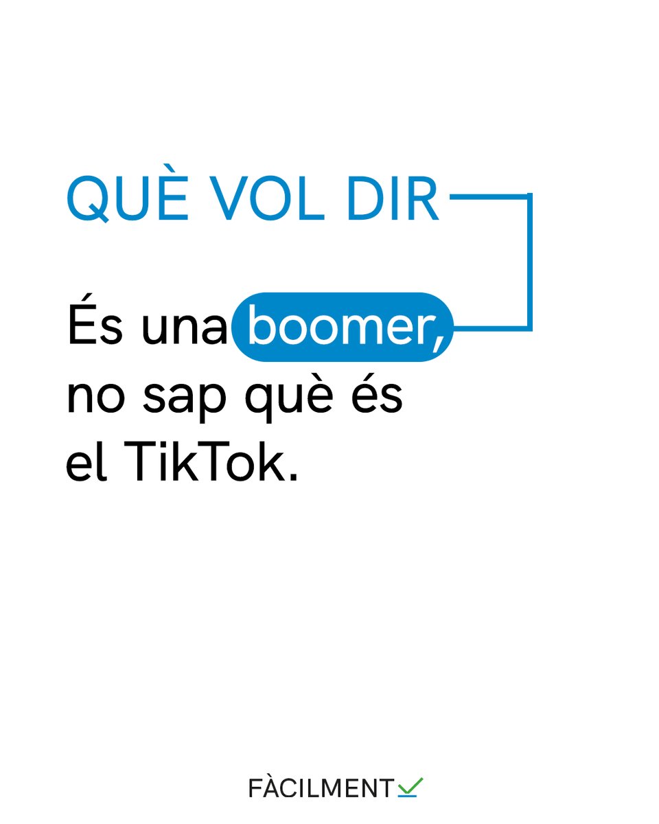 TEBcooperativa's tweet photo. Avui us volem parlar del terme : "boomer". 📱

💥Aquesta paraula s'ha convertit en tota una sensació a les xarxes socials i ara és el moment de descobrir-ne el significat en #lecturafacil !

Afegim aquesta nova paraula al diccionari de #Fàcilment✔️ https://t.co/8w7ZZJx3Tn