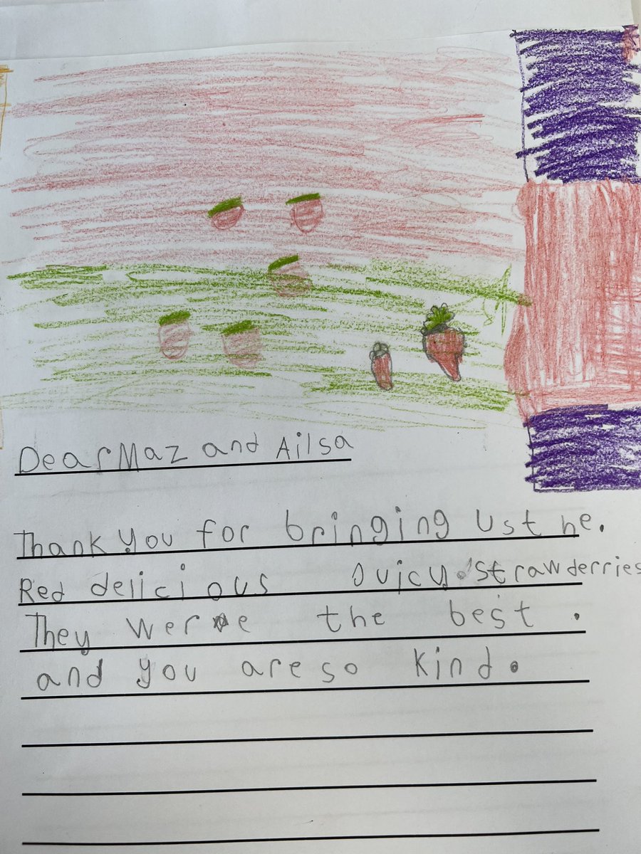 e1_stgeorge's tweet photo. Writing some thank you letters to Maz the farmer and Ailsa from the @CountryTrust. The strawberries were possibly the tastiest we have ever eaten!!! 🍓❤️💚☀️@StAnnesgaCPS https://t.co/ZelRcykoR4