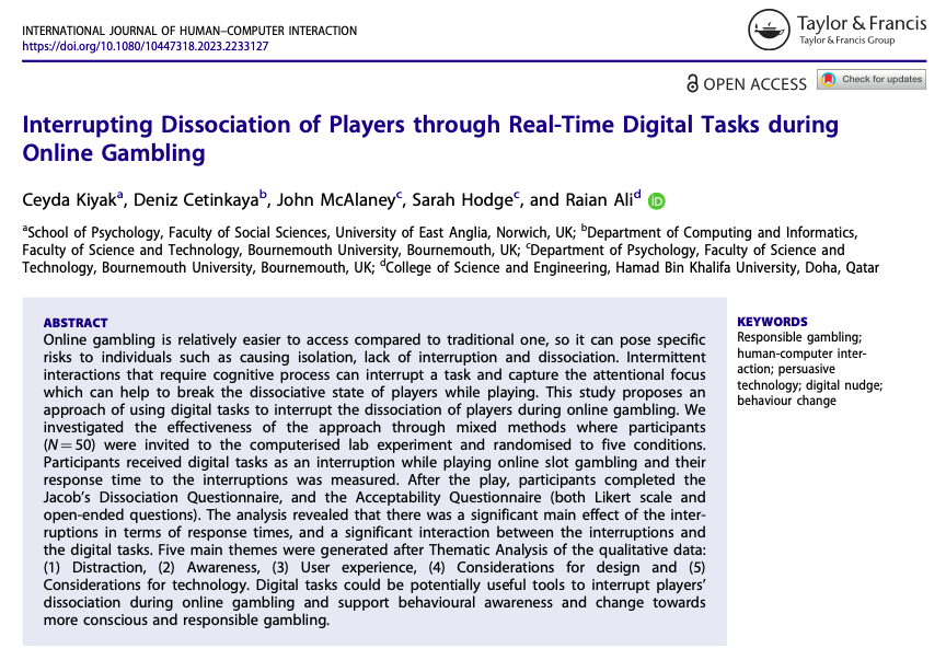 ceyda_kiyak's tweet photo. Our paper on online gambling and human-computer interaction has been published with Open Access! 🎊https://t.co/4aXpOLeucT https://t.co/RSgvWcQ90a