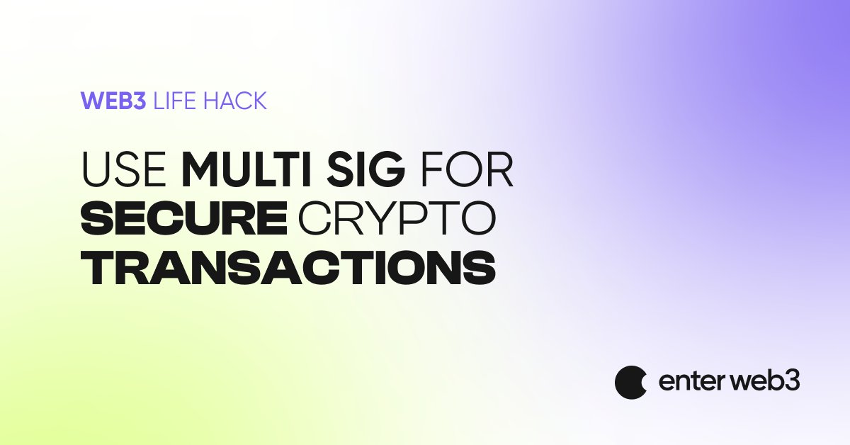 enterweb3_'s tweet photo. Use a multi-sig system for secure crypto transactions

By requiring signatures from several different wallets for a transaction to go through, you create additional layers of security.

Security first, always 🔐 https://t.co/jwDl5uAqUB