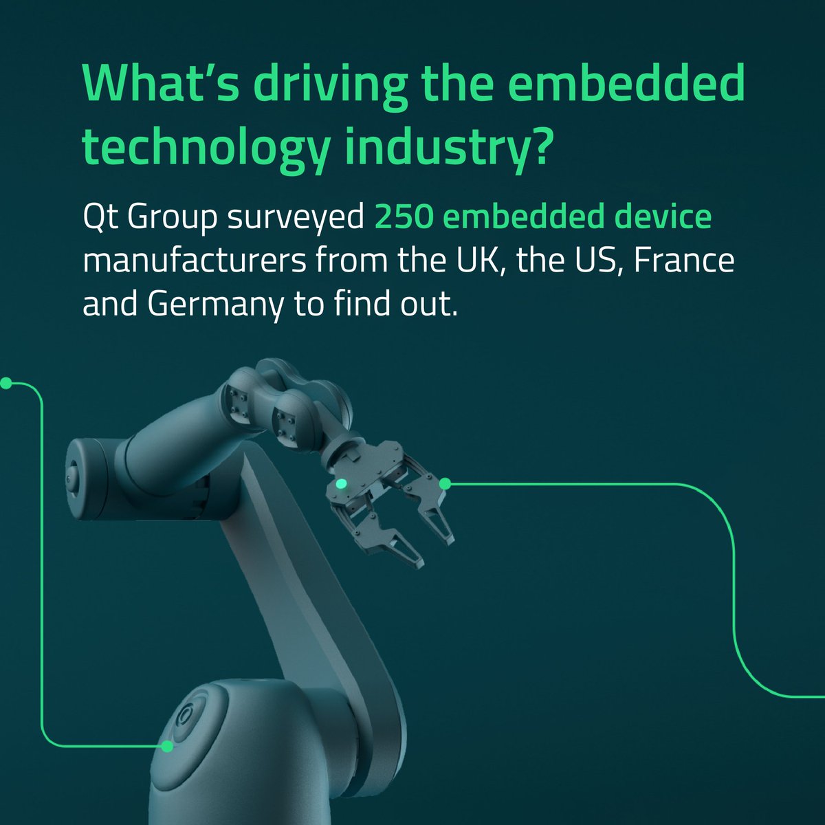 qtproject's tweet photo. Wondering what's fueling the embedded technology industry? 🚀 We've got the inside scoop! We surveyed 250 embedded device manufacturers across the US, UK, France, and Germany to uncover the driving forces: https://t.co/ZFbLj8vAha

#UI #UX #embedded #embeddeddevices #tech https://t.co/LAo1UM0NA6