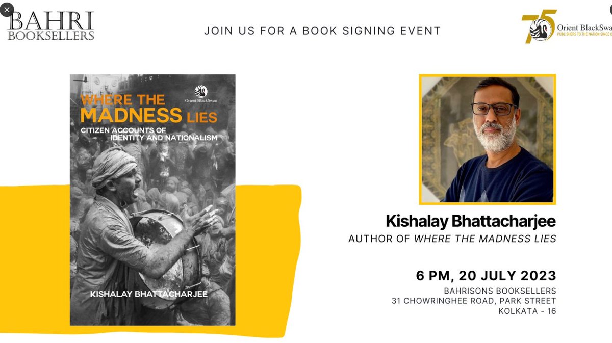 derrindo's tweet image. And #Kolkata! A chance for an #authormeet this week @OrientBlackSwan