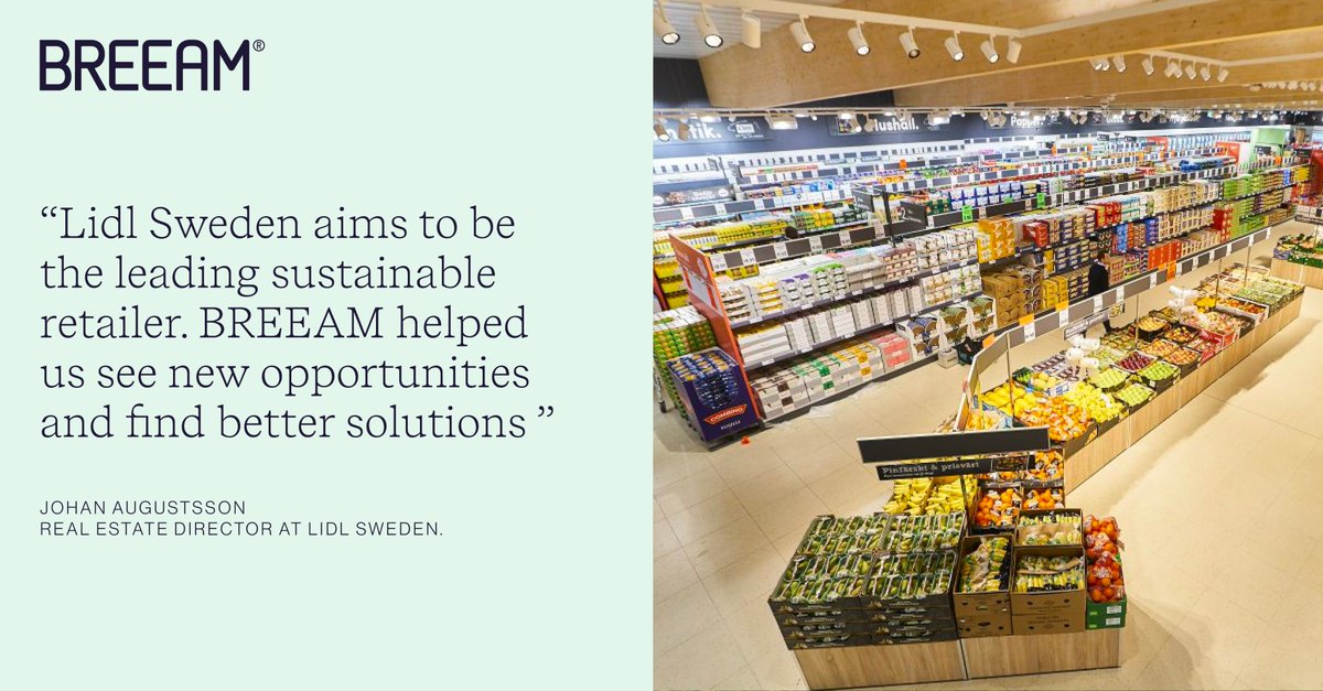 How can BREEAM drive sustainability in the retail sector? Discover how the Lidl Sweden retail project achieved a BREEAM outstanding 87% rating — the first of its kind in Sweden. 
Read more here: lnkd.in/ej75HWUR
#BREEAM #Sustainability #Retail